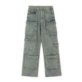 Men’s Punk Wash Denim Cargo Pants